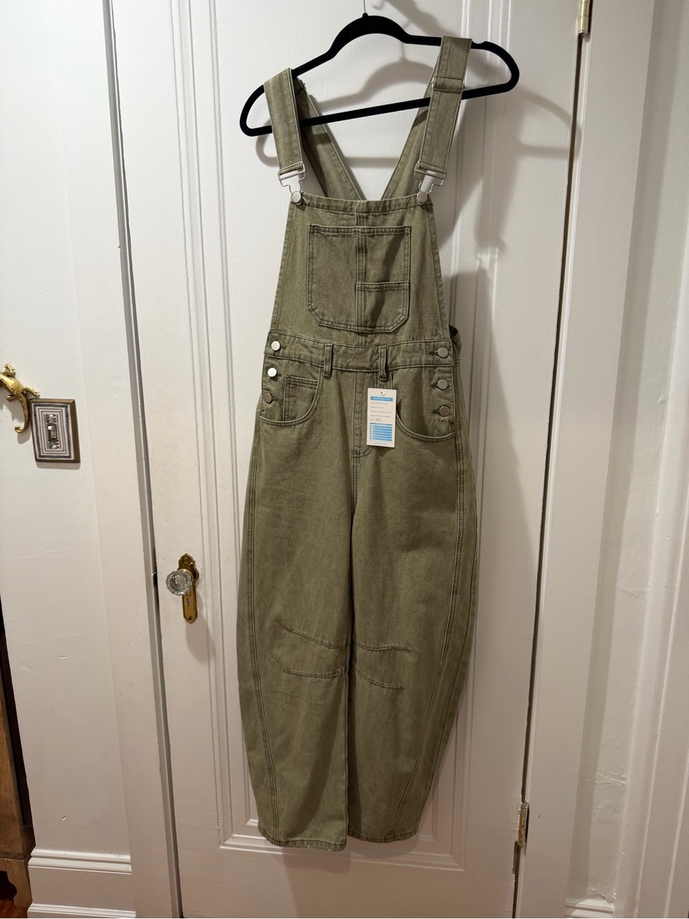 Barrel leg Olive Green Overalls - Picture 3 of 9